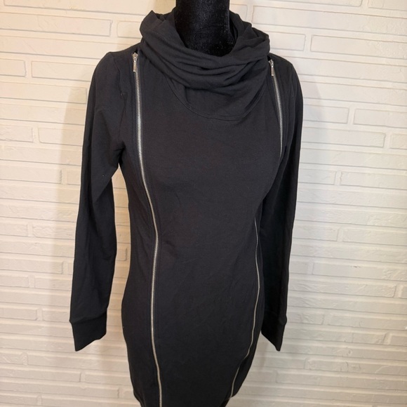 Poleci Black Goth Mock Turtleneck Sweater Dress, Women’s Size Small - Picture 4 of 13